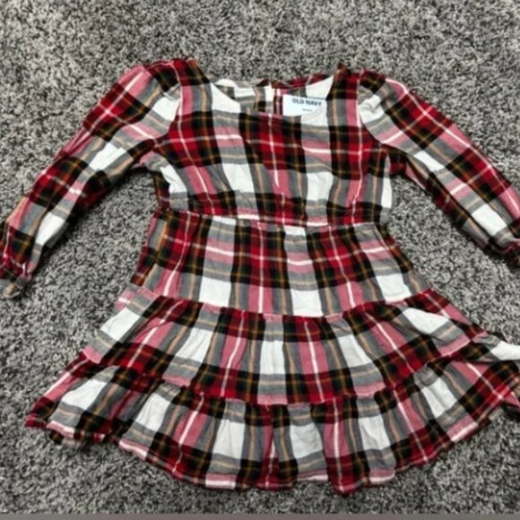 Old Navy Kids Plaid Casual Dress - Red and Black - Picture 1 of 2